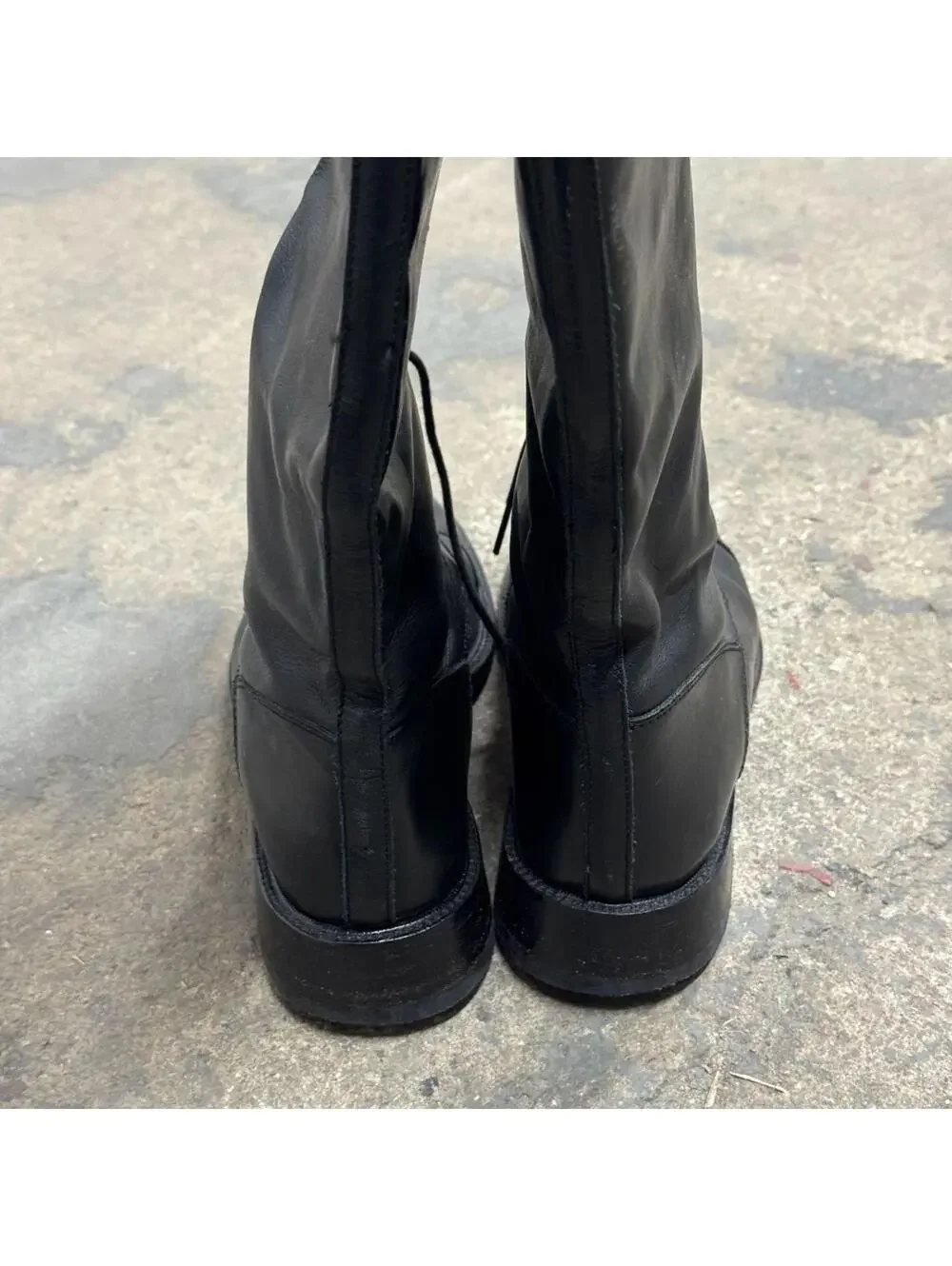 Vintage Black Lace-Up Leather Riding Boots - Picture 7 of 7